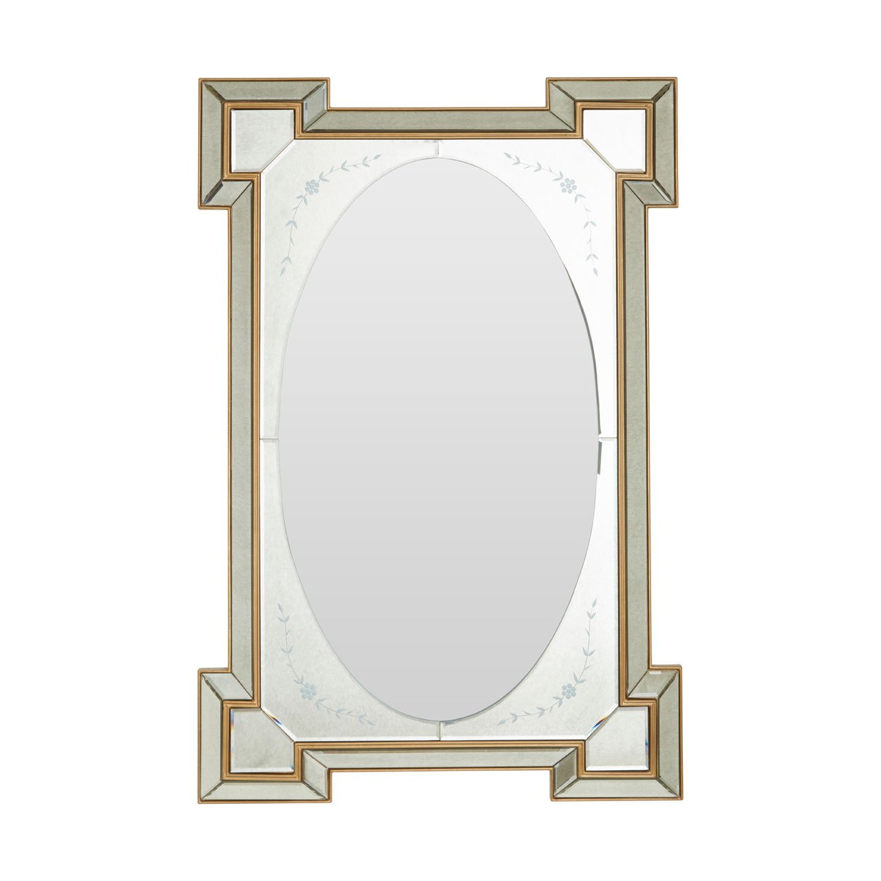 Orsina Lulu Antique Finish Rectangular Wall Mirror - Silver