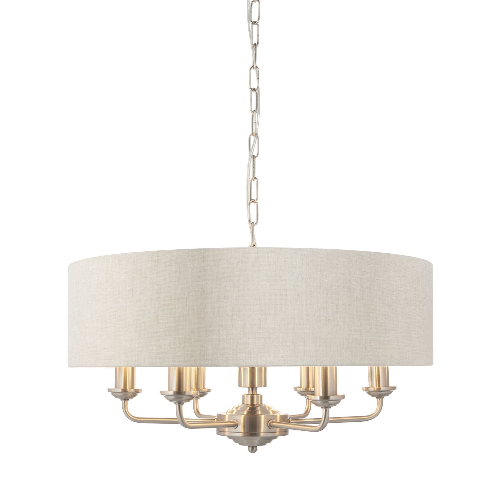 Loops Direct Fabric Ceiling Pendant Light - Brushed Chrome
