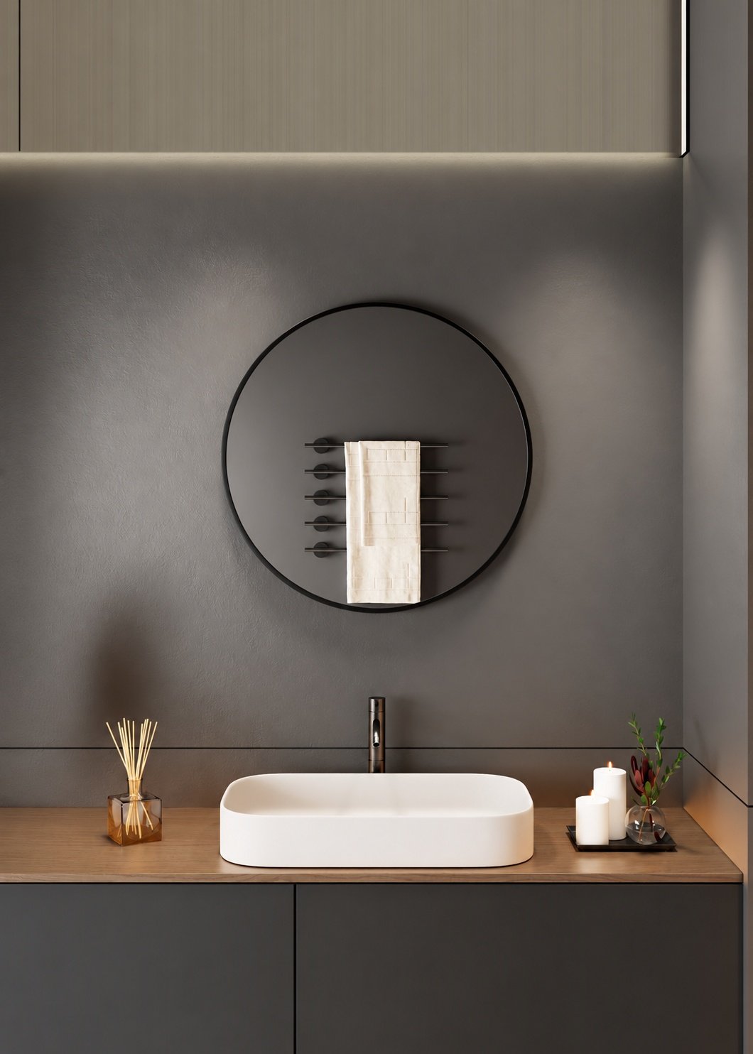 Neo Round Metal Frame Wall Mirror 60cm - Black