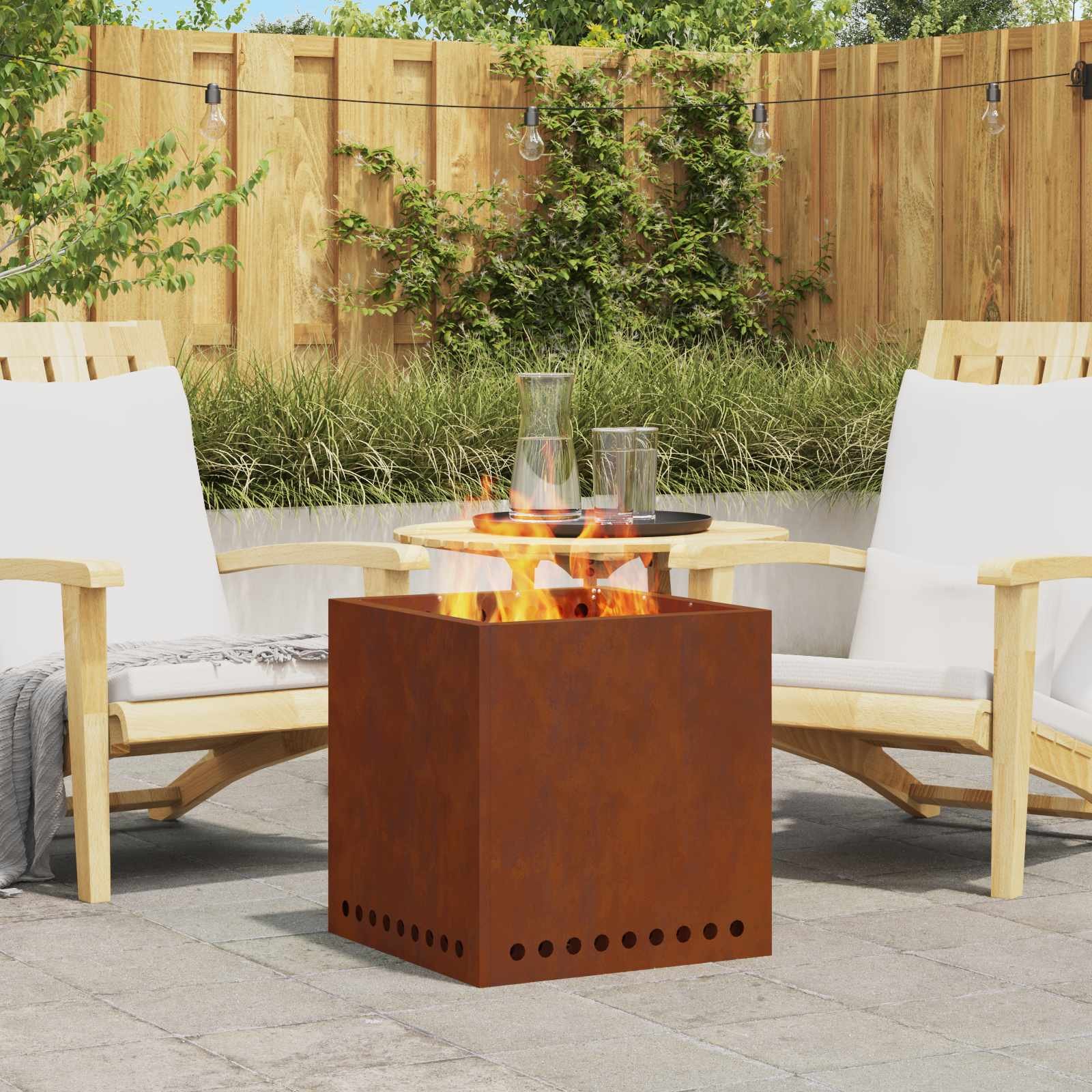 Walplus Steel Smokeless Fire Pit Weathering - Brown - 48 x 48 x 50 cm