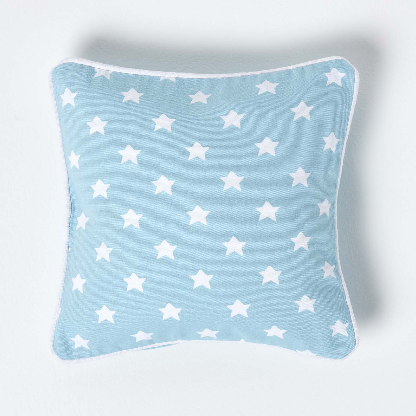 Homescapes Blue Cotton Stars Cushion Cover - 30 x 30 cm