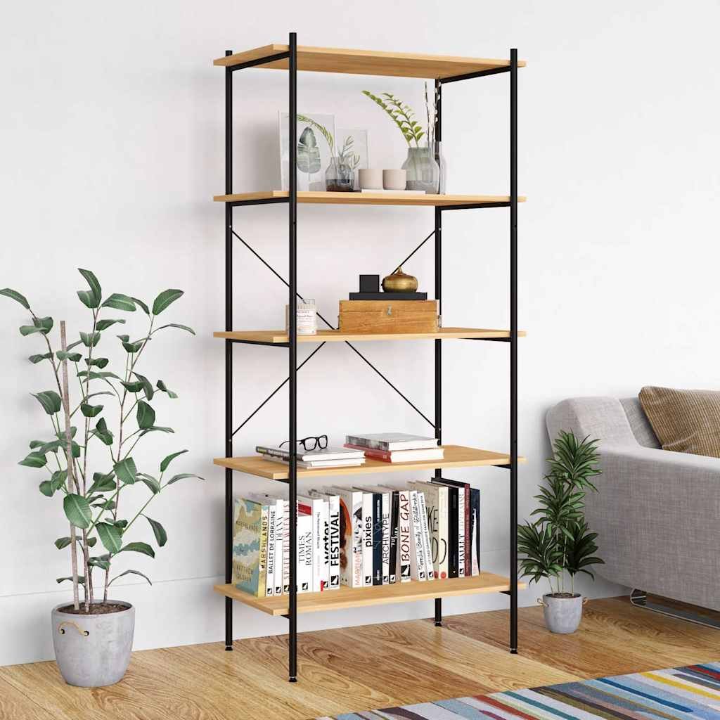 Walplus Engineered Wood Shelving Unit - Oak - 80 x 40 x 163 cm