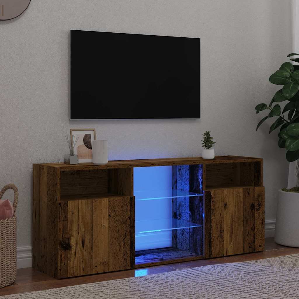 Walplus Engineered Wood LED 2 Doors TV Cabinet - Old wood - 120 x 30 x 50 cm