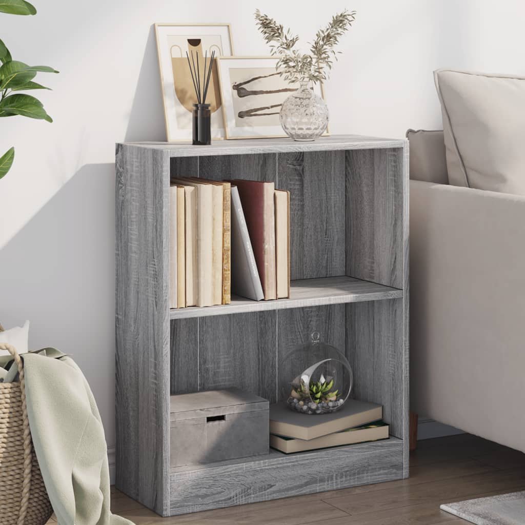 Walplus Engineered Wood Bookcase - Grey and Oak - 60 x 24 x 76 cm