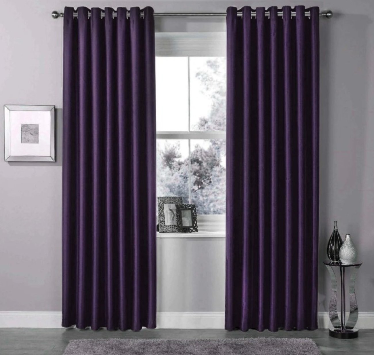 New Edge Blinds Purple Blackout Eyelet Curtains - 117cm x 137cm