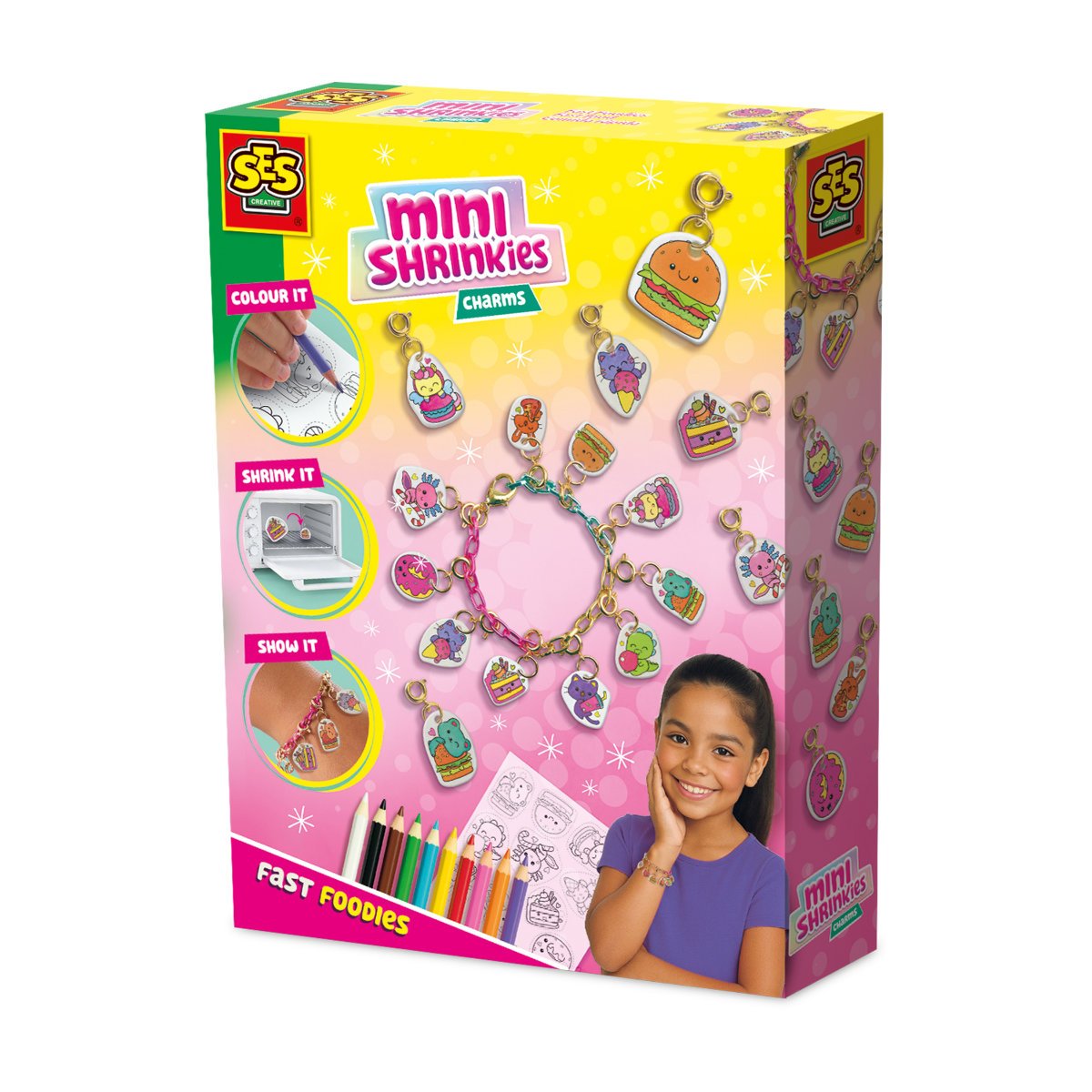 SES Creative Mini Shrinkies Charms Jewellery Craft Activity Set - Fast Foodies
