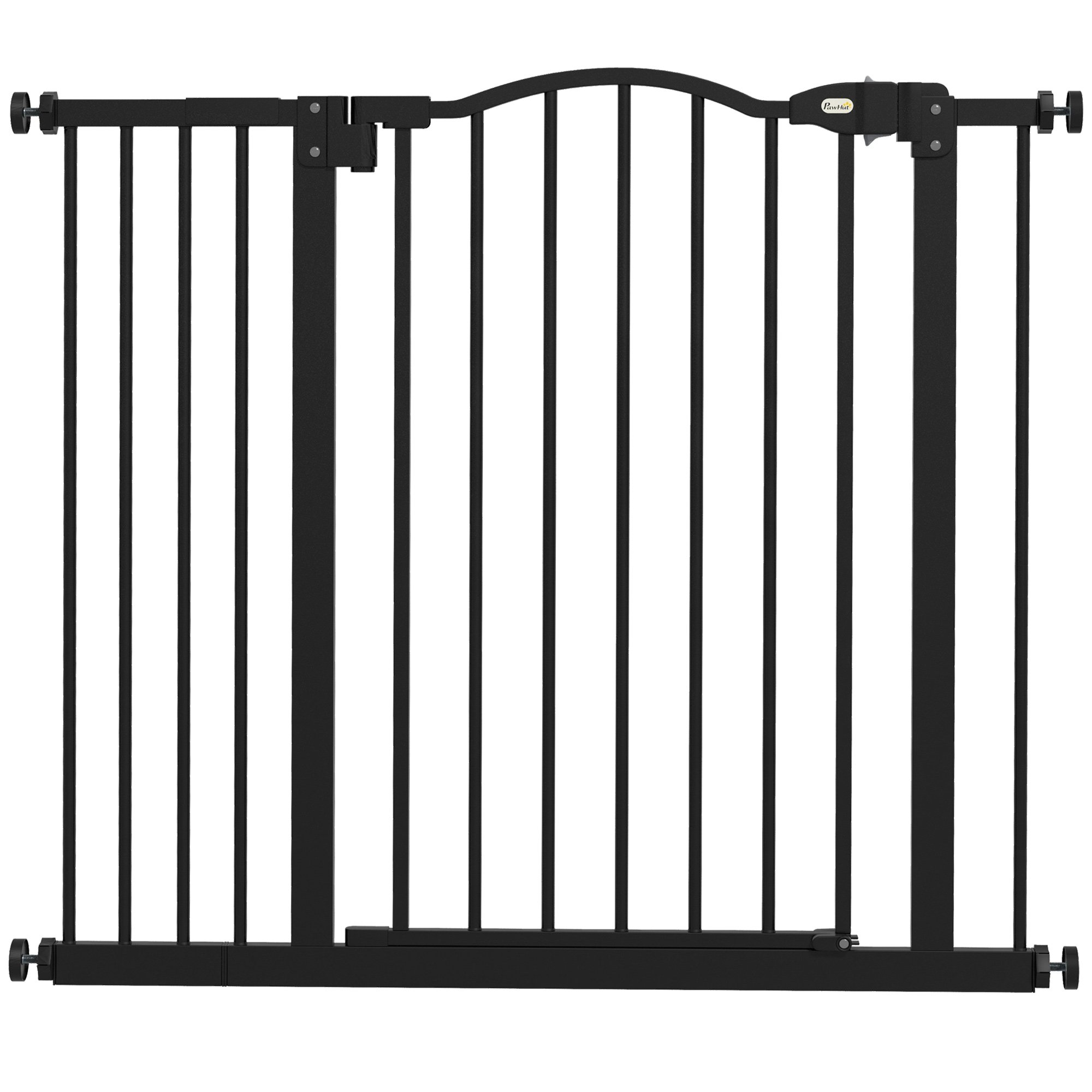 PawHut Pressure Fit Auto Close Dog Safety Gate - 74-94cm x 78cm - Black