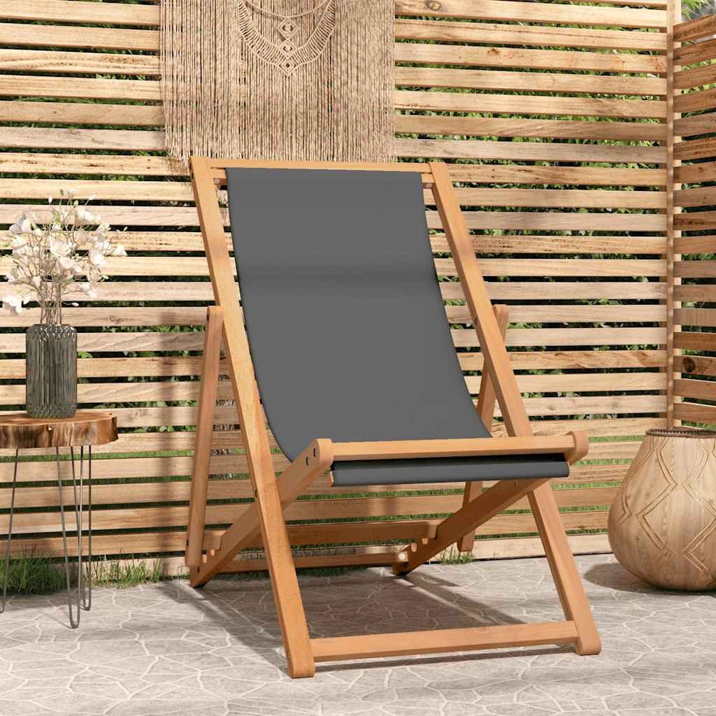 Walplus Solid Teak Wood Folding Chair - Grey - 56 x 105 x 96 cm