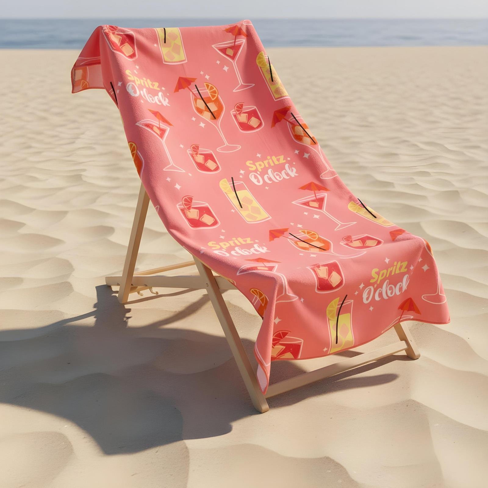 OHS Orange Spritz Microfibre Beach Towel - Pink