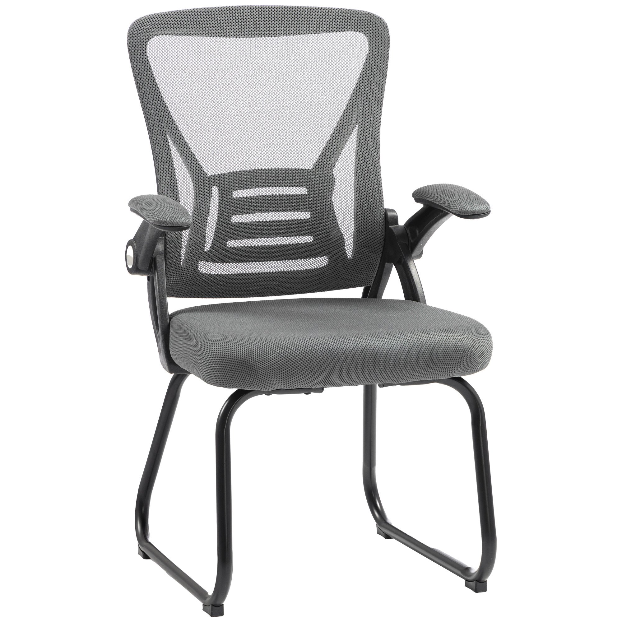 HOMCOM No Wheels Flip-up Armrests Mesh Office Chair - Dark Grey