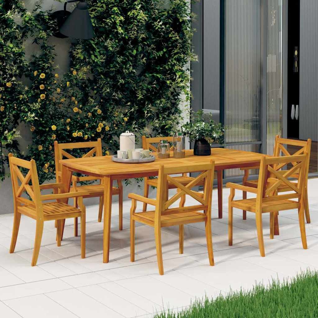 Walplus 6 Piece Wood Outdoor Dining Chairs - Brown - 54 x 55 x 90 cm