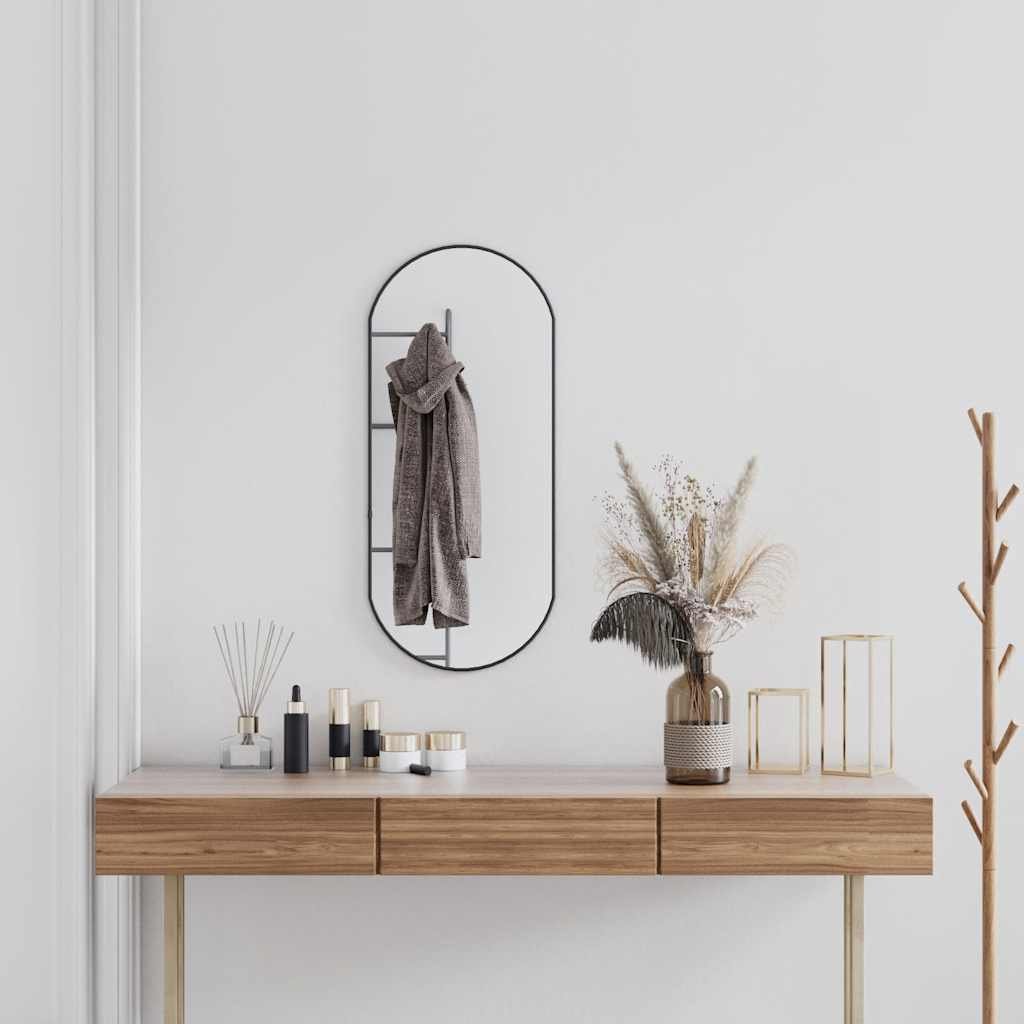 Walplus Oval Glass Wall Mirror - Black - 80 x 35 cm