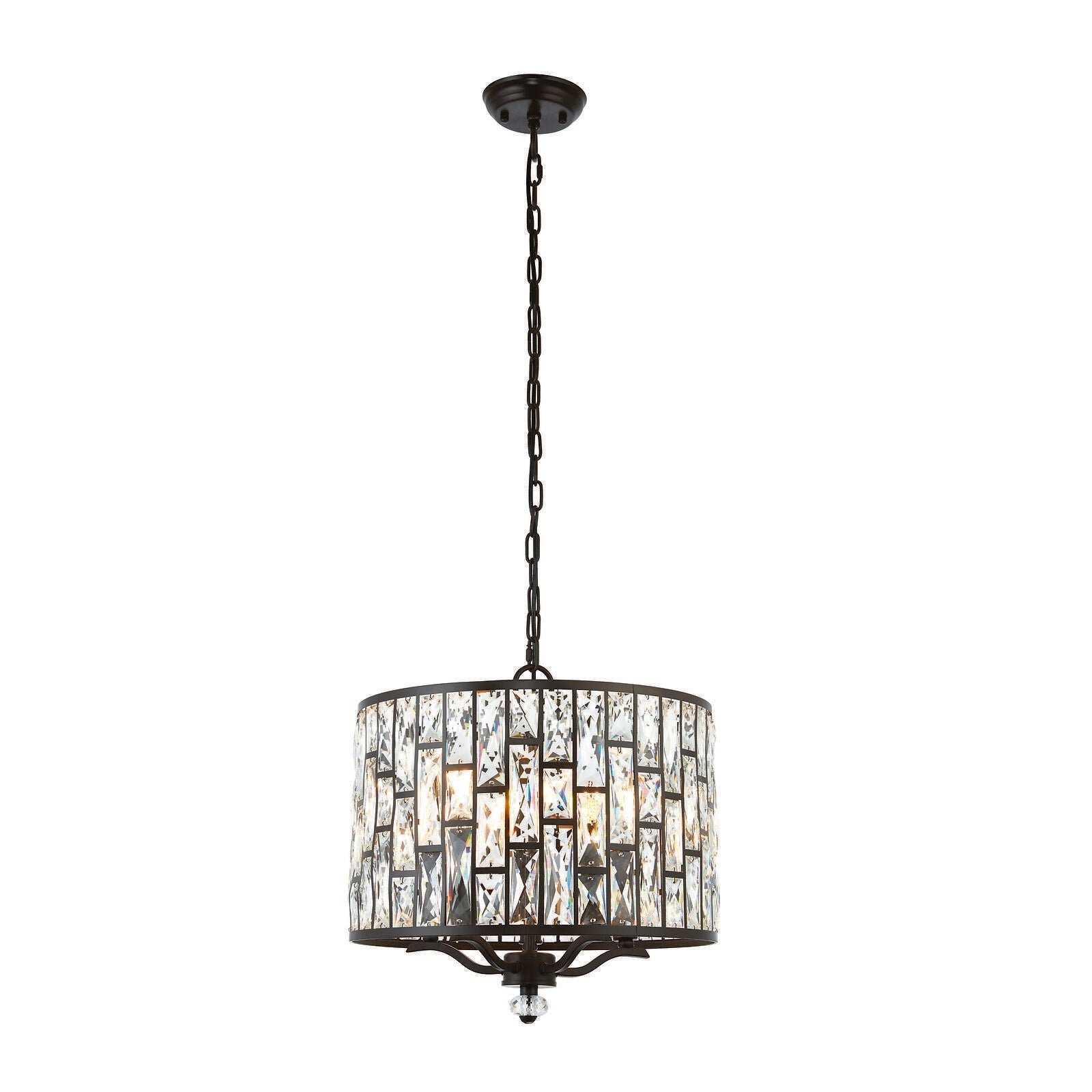 Loops Direct Dark Bronze Ceiling Pendant Light - Clear Crystal
