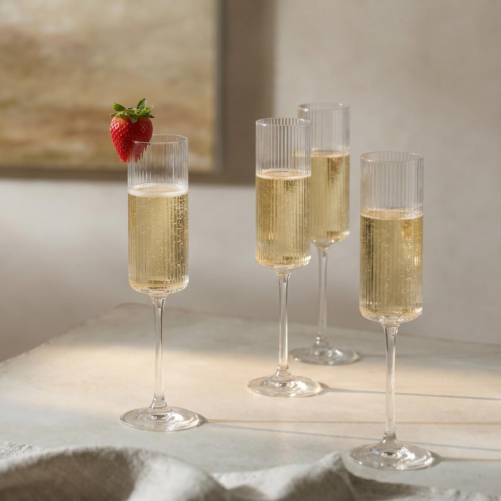 OHS 4 Pack Plastic Champagne Glasses - Clear