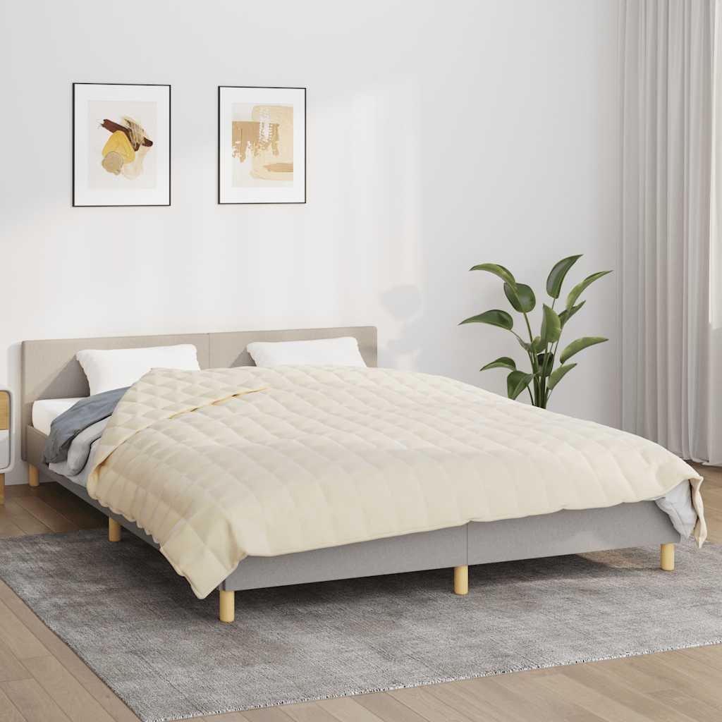 Walplus 13 kg Polyester Weighted Blanket - Light Cream - 200 x 200 cm