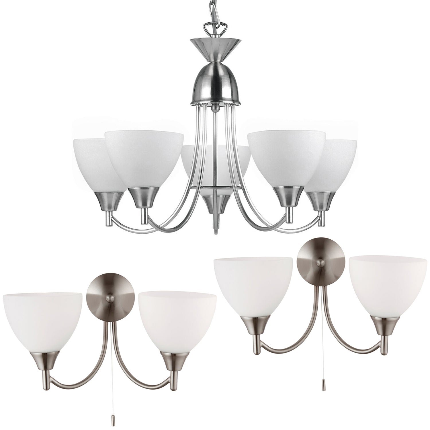 Loops Direct Steel Glass Pendants and Wall Lights - Satin Chrome