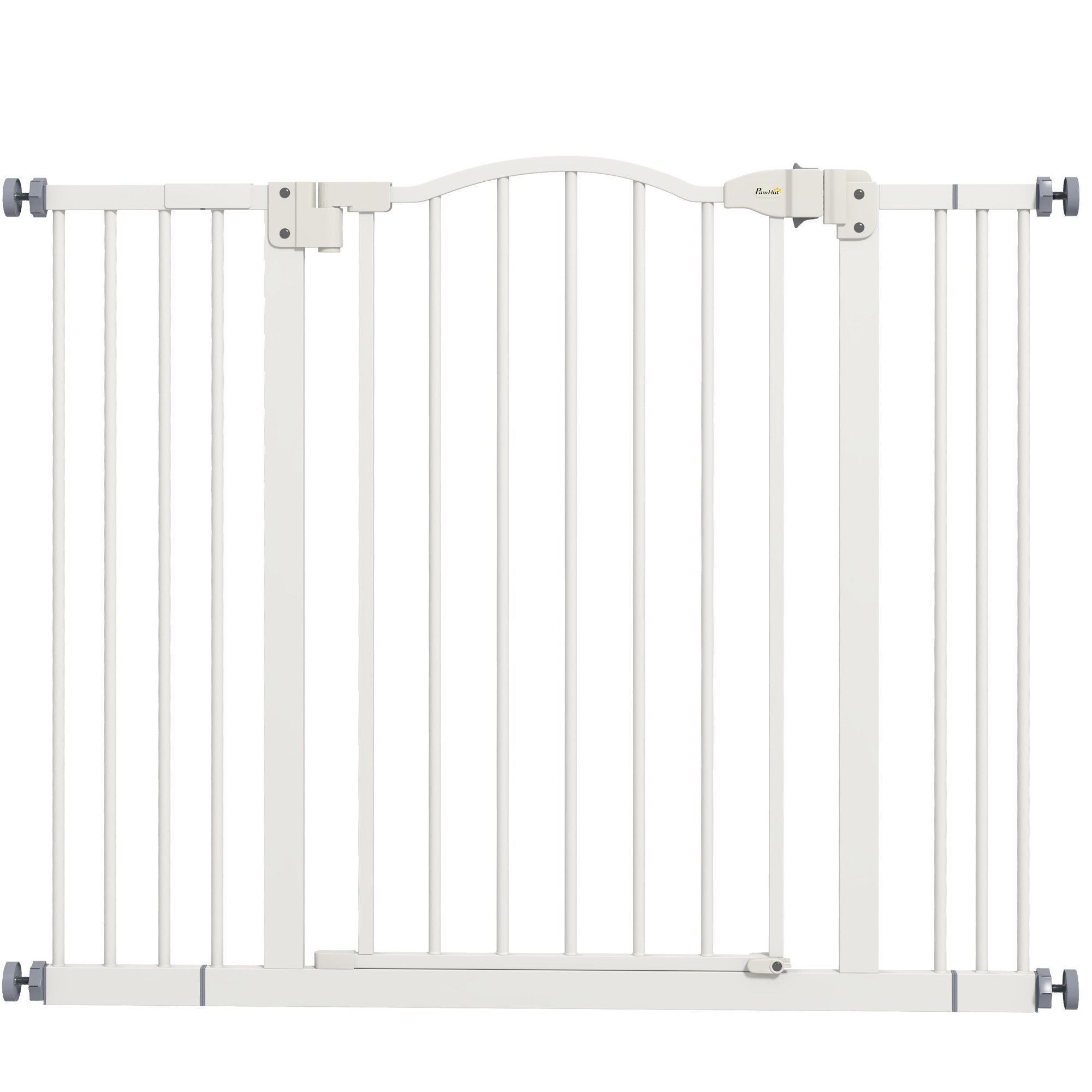 PawHut Pressure Fit Auto Close Dog Stair Gate - 74-100cm x 78cm - White