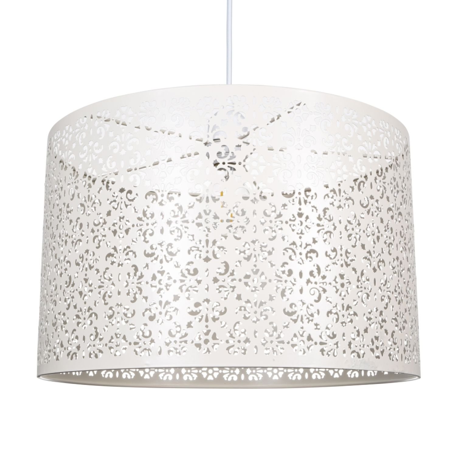 Happy Homewares Cream Marrakech Metal with Floral Pendant Shade - 40cm