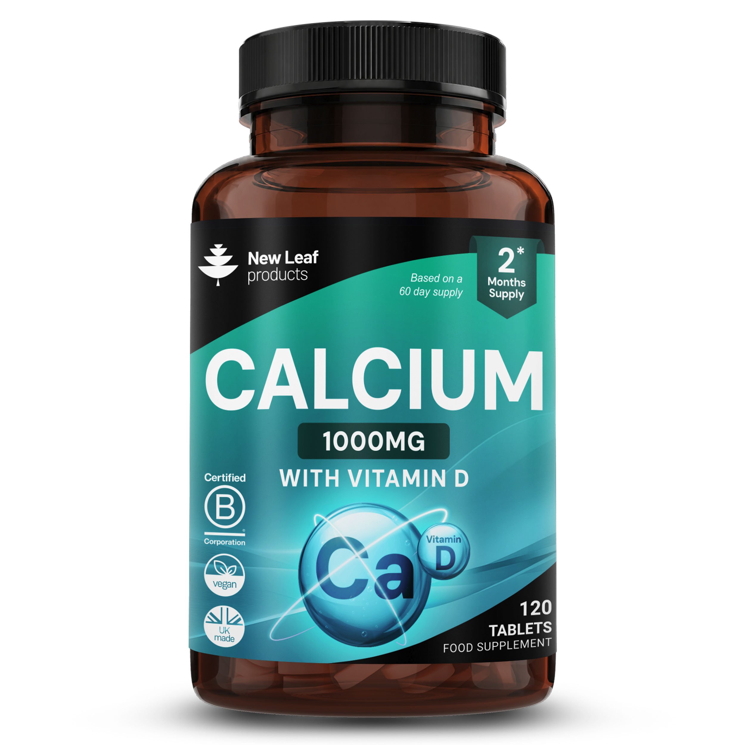 New Leaf Calcium with Vitamin D3 1000mg - 120 Tablets