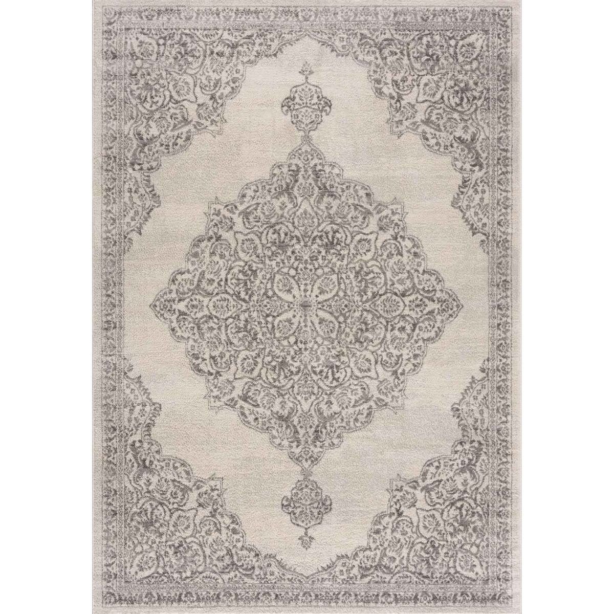 The Rugs Cream and Grey Montana Vintage Stain Resistant Rug - 80 x 150cm