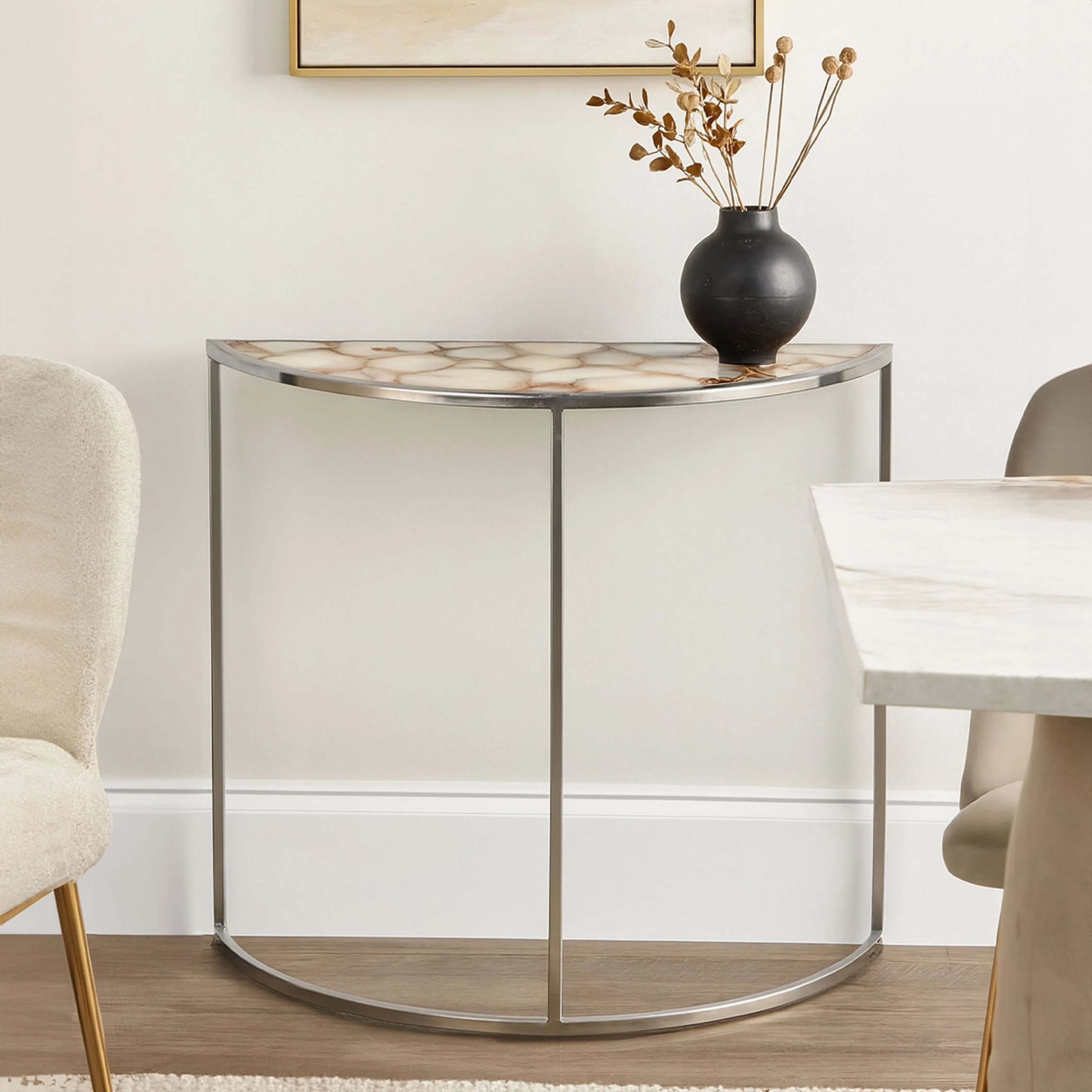 Orsina Vita Agate Half Moon Console Table – Multicoloured