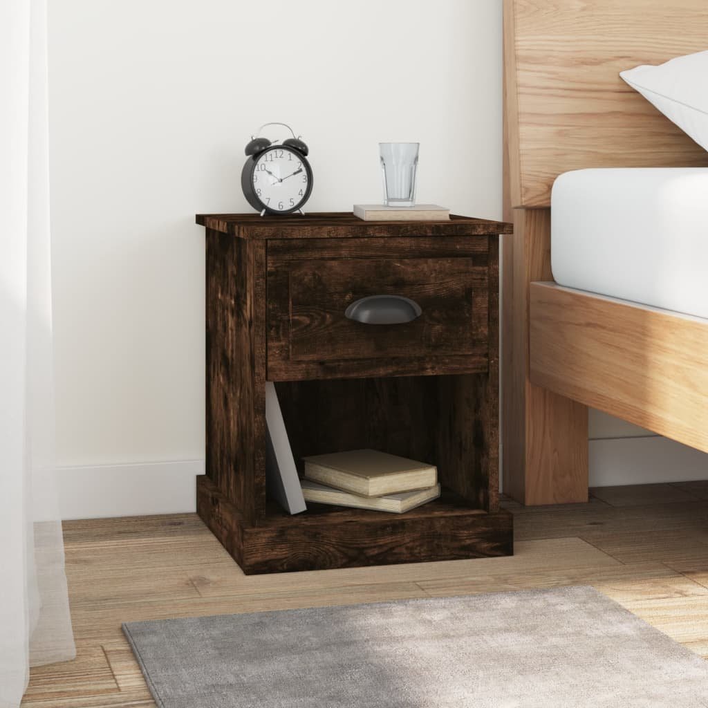 Walplus Pack of 2 Bedside Cabinet - Dark Oak - 39 x 39 x 47.5 cm