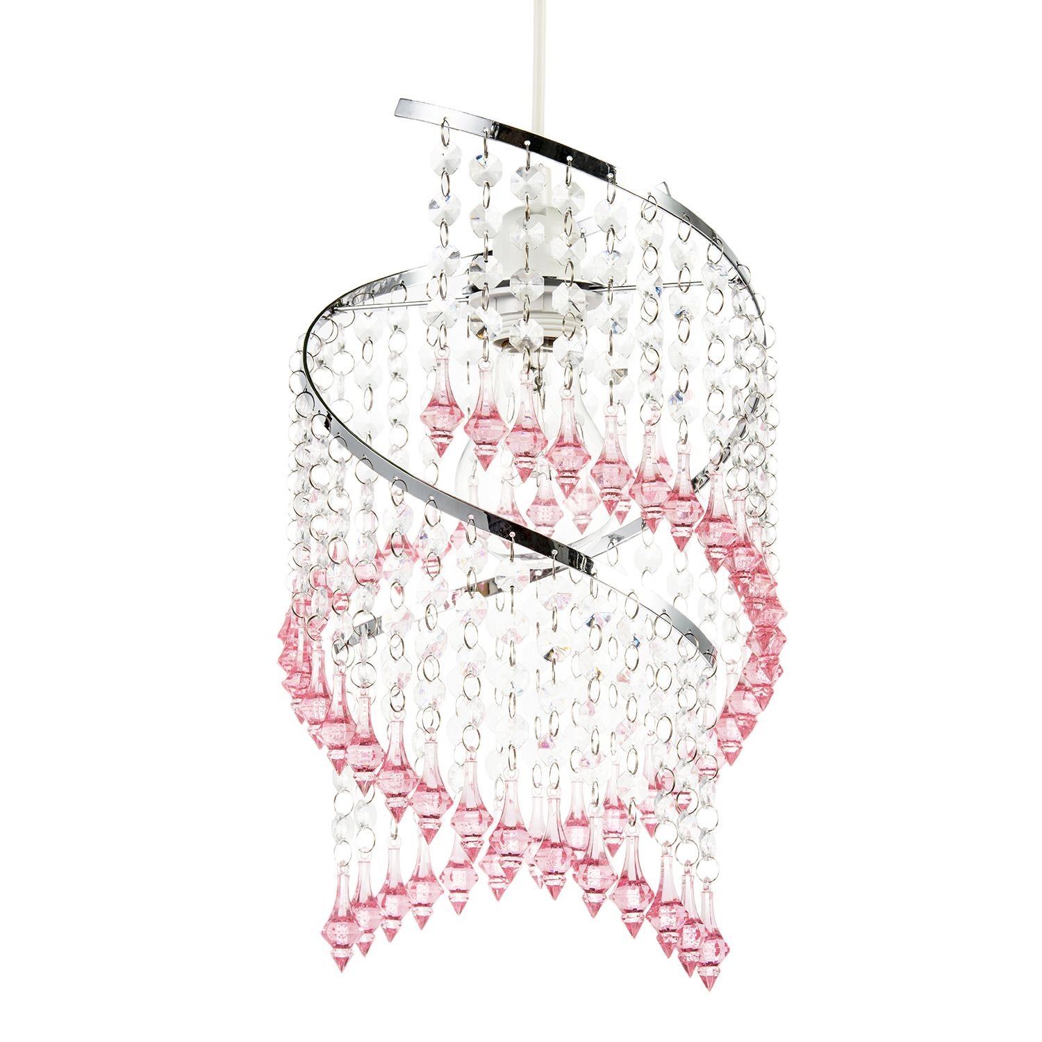 Happy Homewares Pink Spiral Waterfall with Coloured Pendant Shade - 18cm
