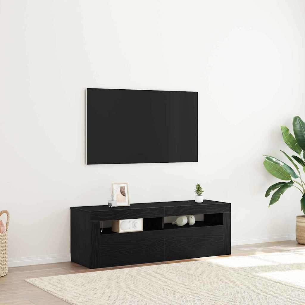 Walplus Engineered Wood 2 Door TV Cabinet - Black - 120 x 35 x 40 cm