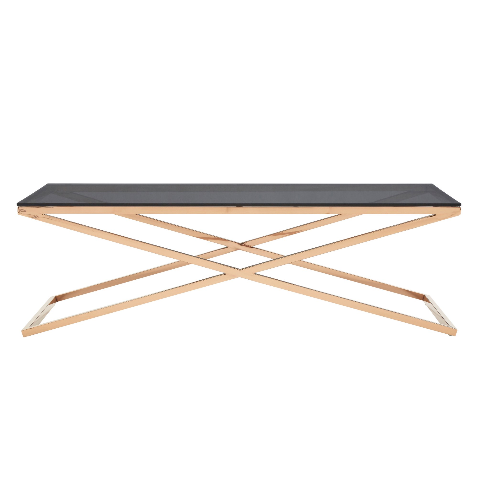 Orsina Montril Tempered Glass Criss-Cross Coffee Table - Black and Gold