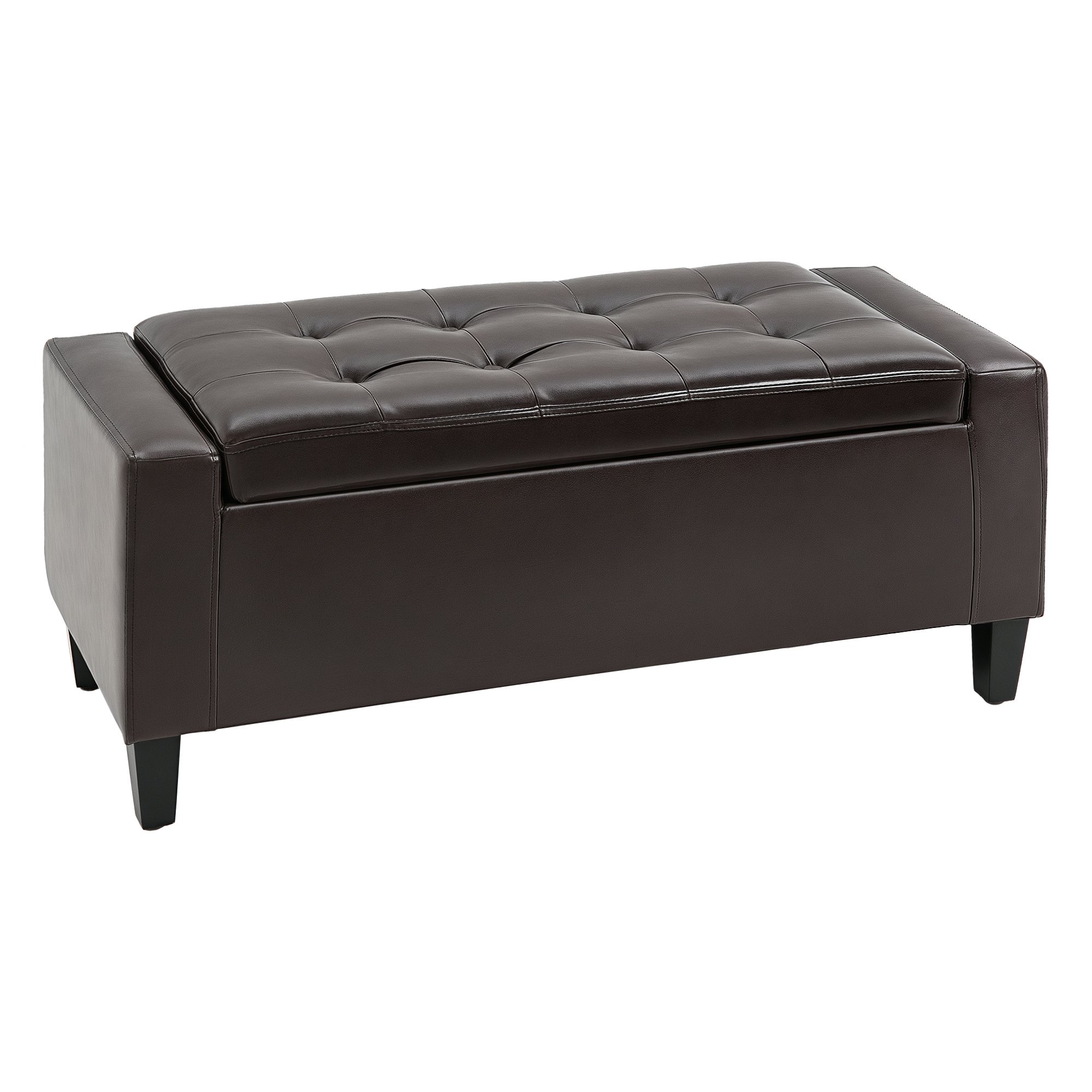 HOMCOM PU Leather Storage Ottoman Bench with Flipping Top - Brown
