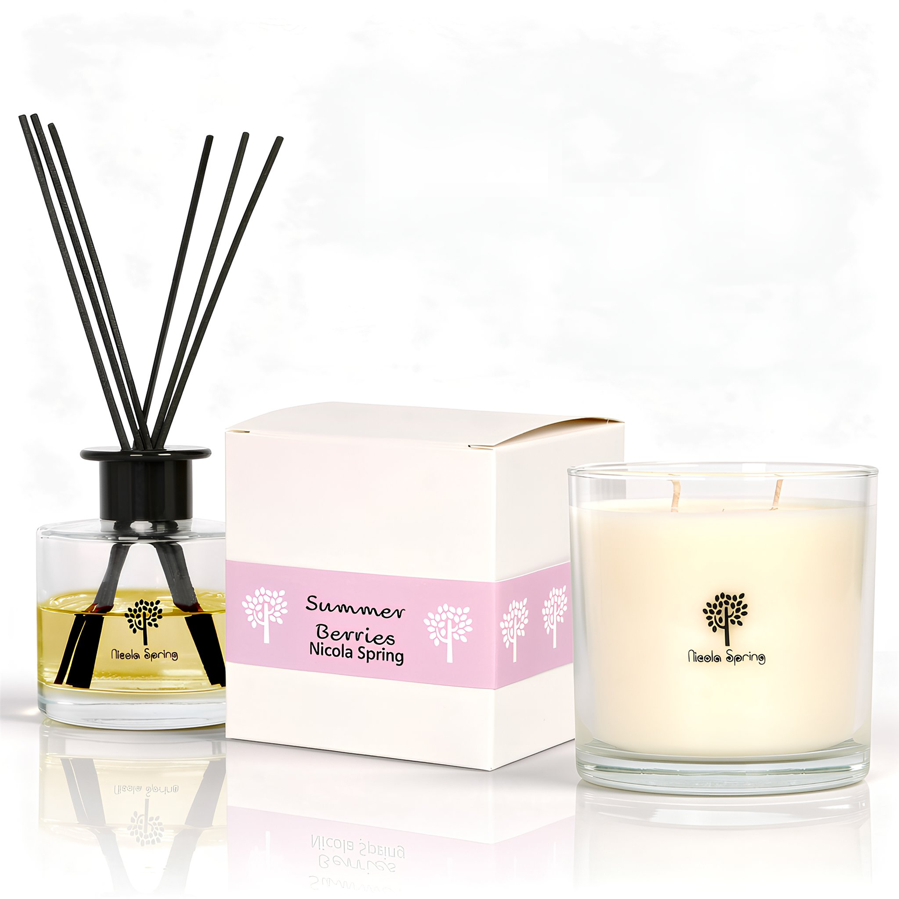Nicola Spring 400ml Soy Wax Scented Candle & Diffuser Set - Summer Berries