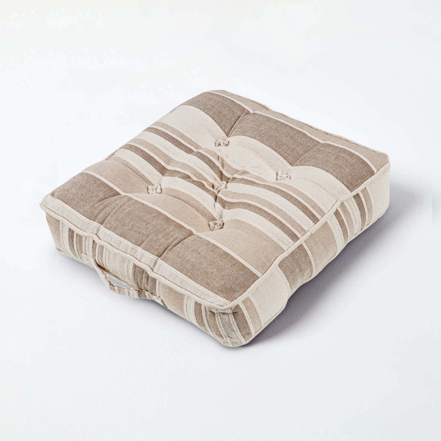 Homescapes Morocco Striped Cotton Floor Cushion - Beige