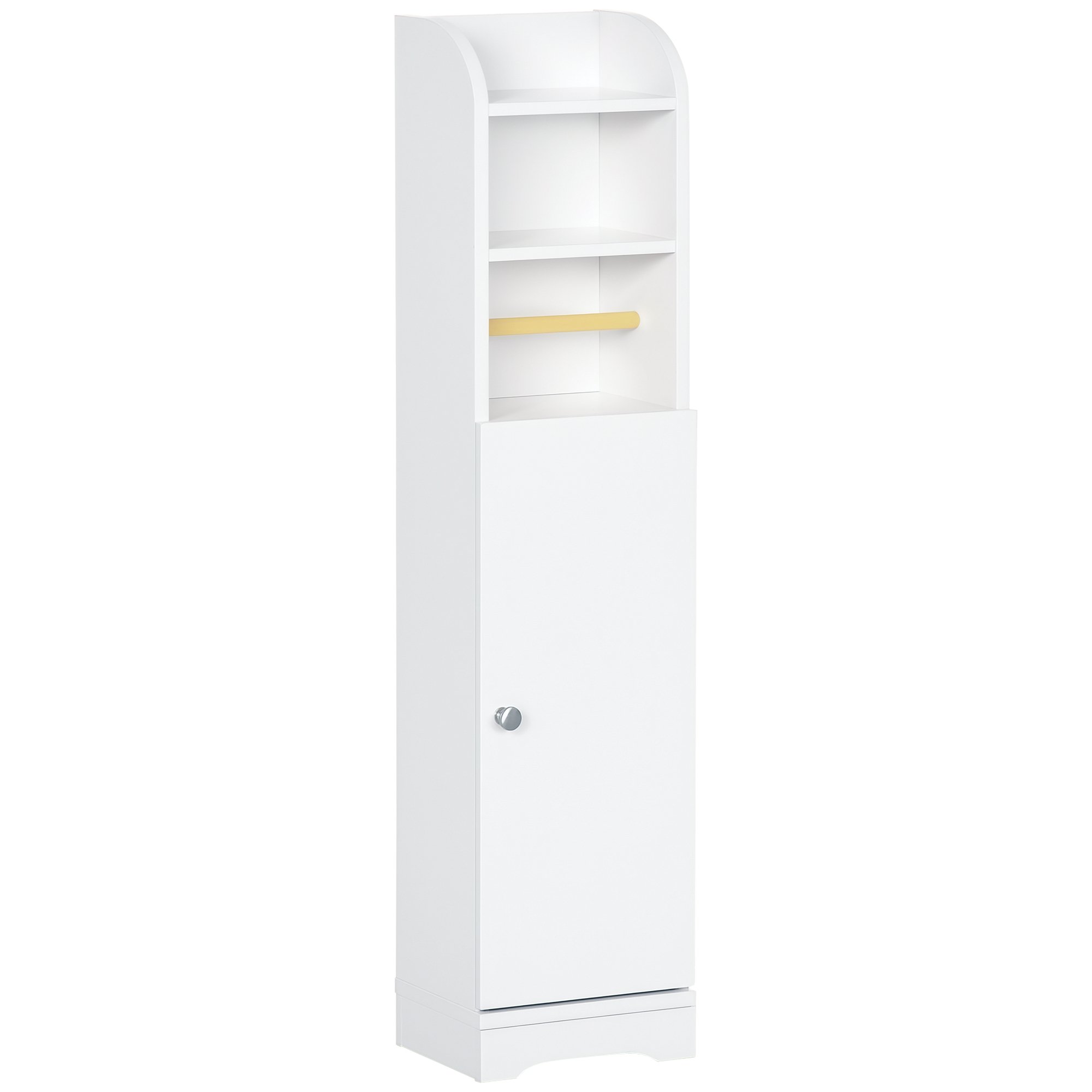 kleankin Bathroom Cabinet with 2 Shelves and Toilet Paper Roll Holder - White