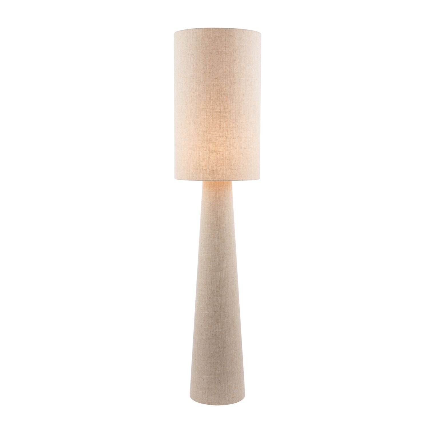 Happy Homewares Brown Natural Oatmeal Linen with Fabric Floor Lamp - 30cm