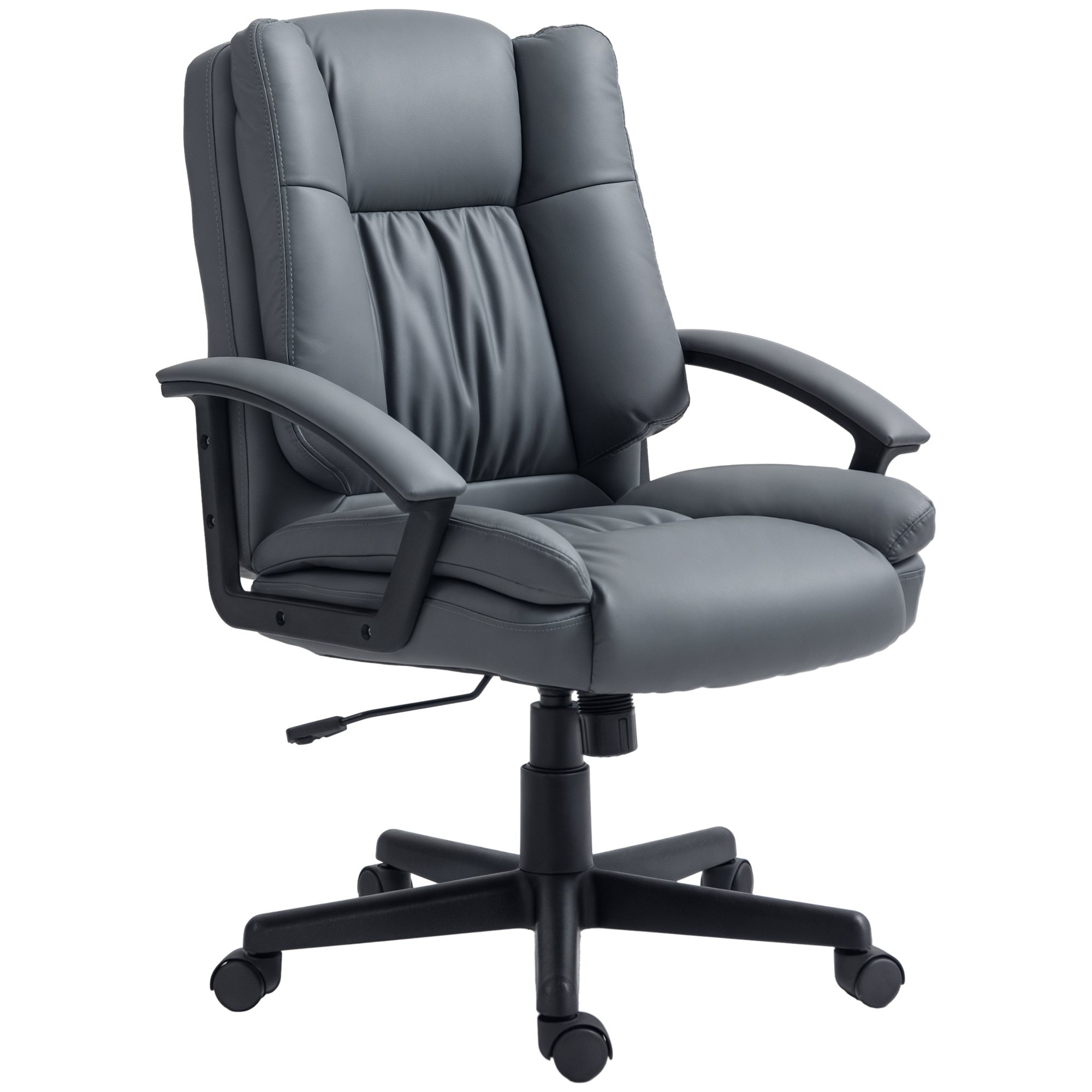 HOMCOM Faux Leather Adjustable Swivel Office Desk Chair - Dark Grey