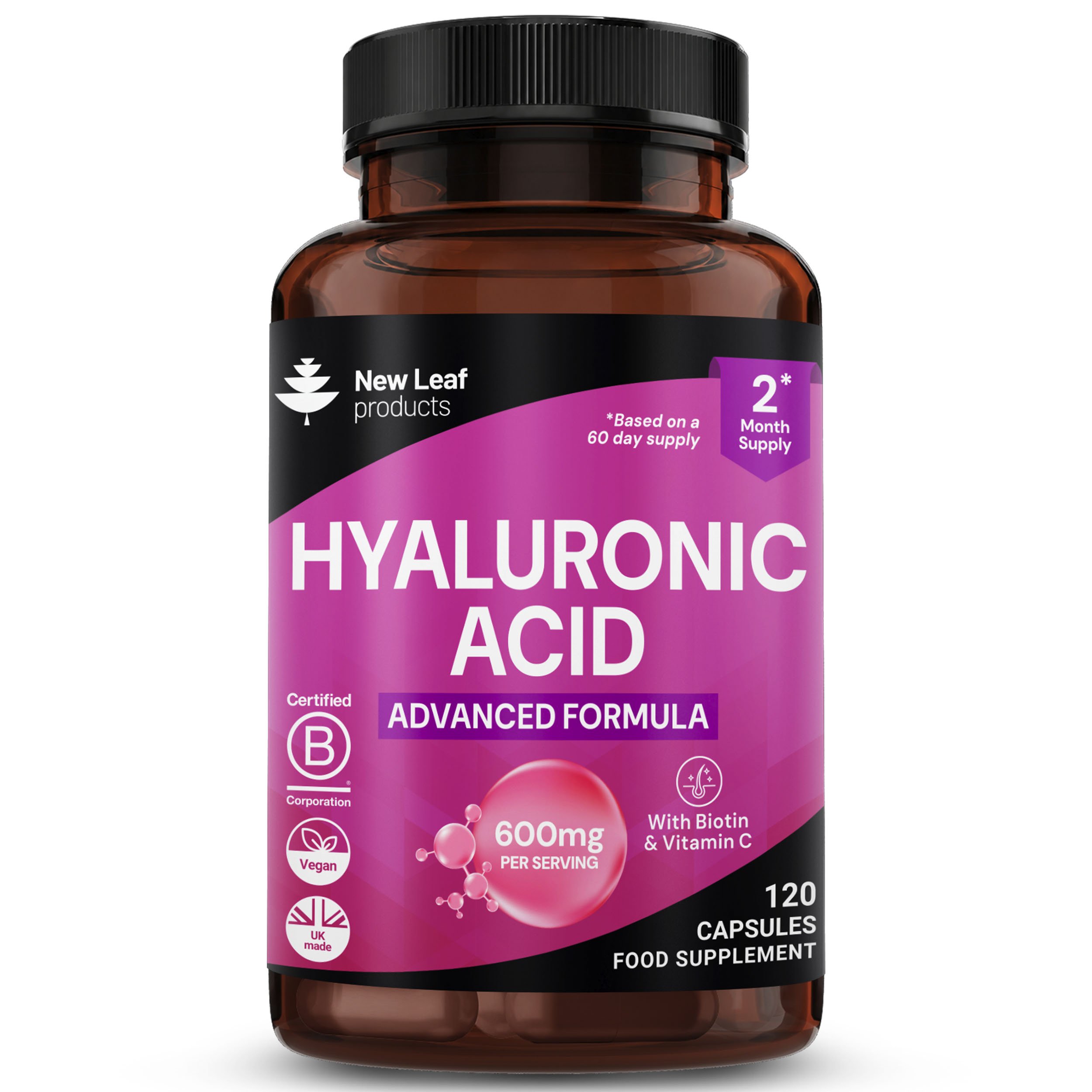 New Leaf Hyaluronic Acid With Biotin and Vitamin C - 120 Capsules