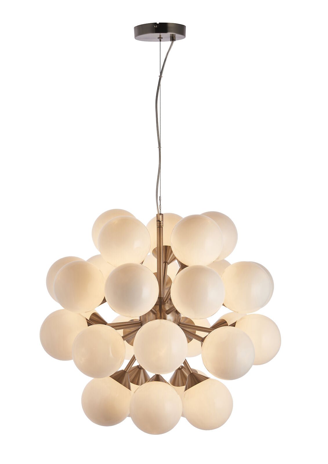 Loops Direct 55cm Satin Nickel Plate Pendant Light - Gloss White