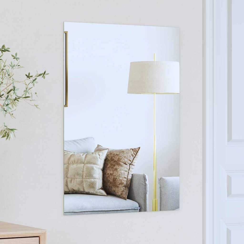Walplus Rectangular Tempered Glass Wall Mirror - Silver - 70 x 50 cm