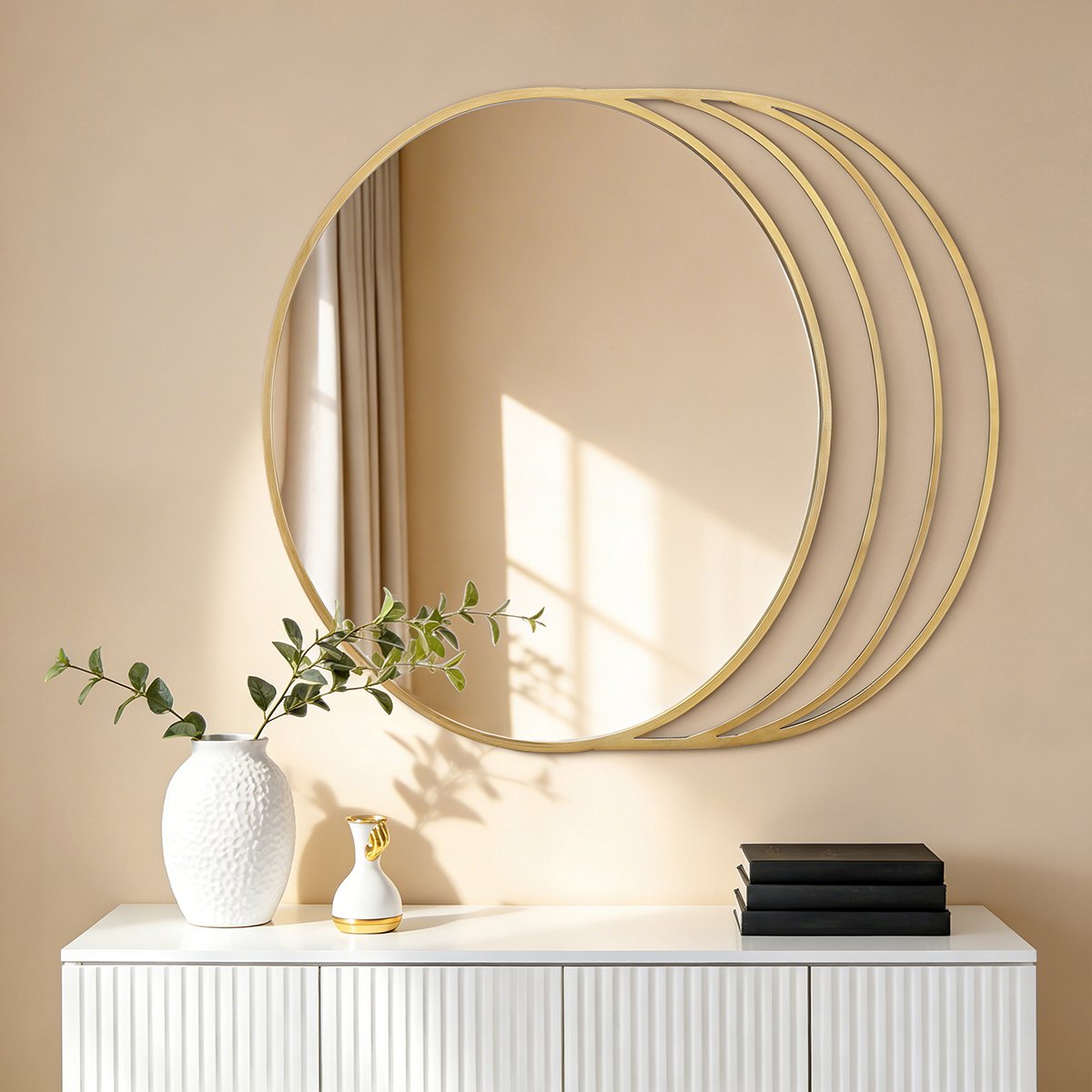 Charles Bentley Prague Weather Resistant Wall Mount Round Mirror - Gold