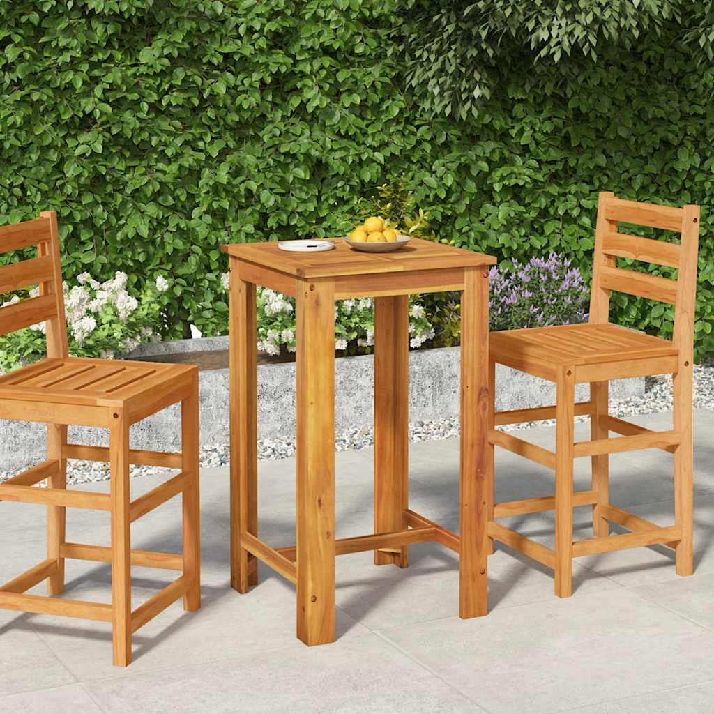 Walplus Solid Acacia Wood Garden Bar Table - Brown - 60 x 60 x 105 cm