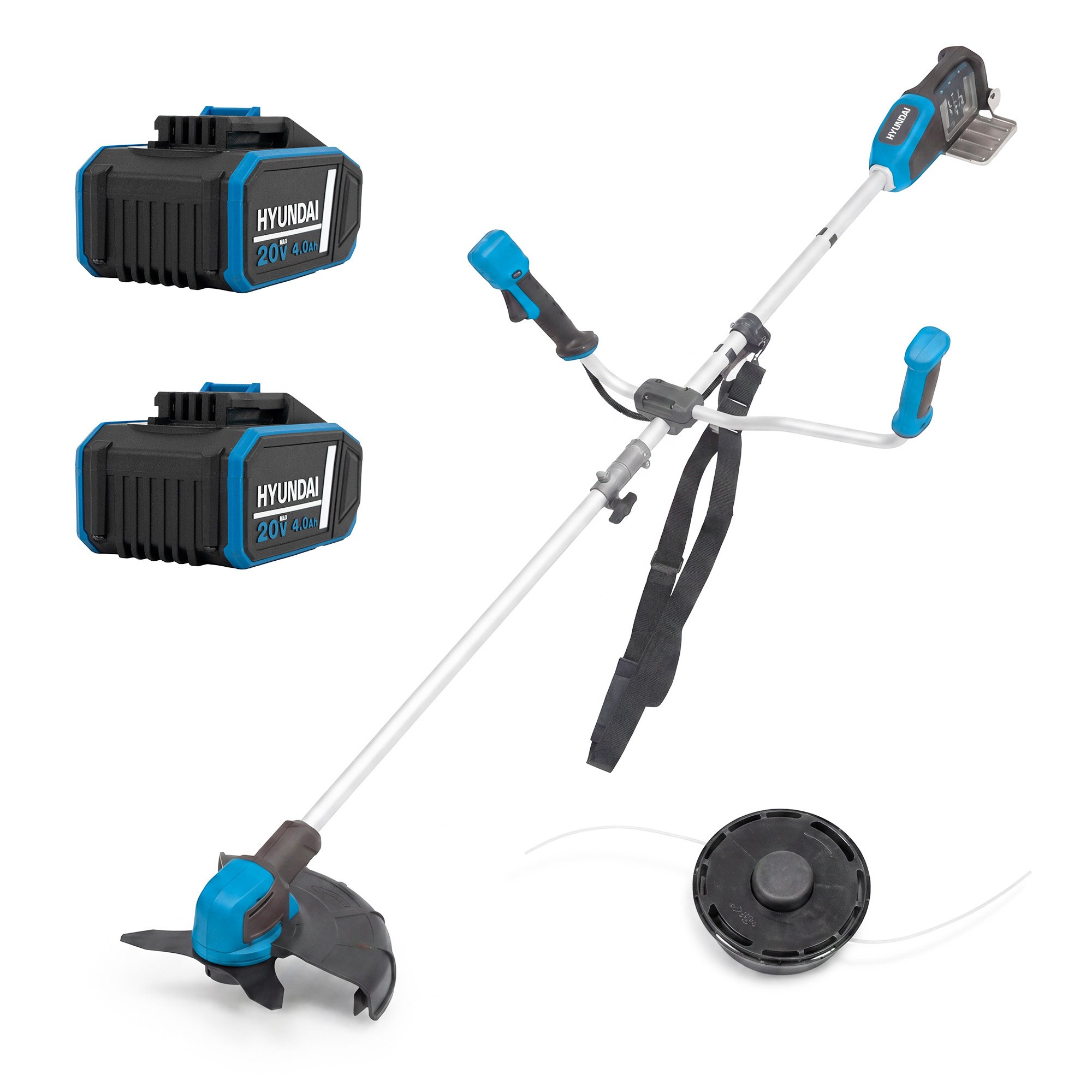Hyundai 40V Cordless 2-in-1 Brushcutter & Grass Trimmer - 2x4Ah Battery