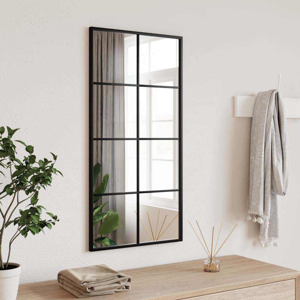 Walplus Iron Wall Mirror Modern Design - Black - 40 x 80 cm