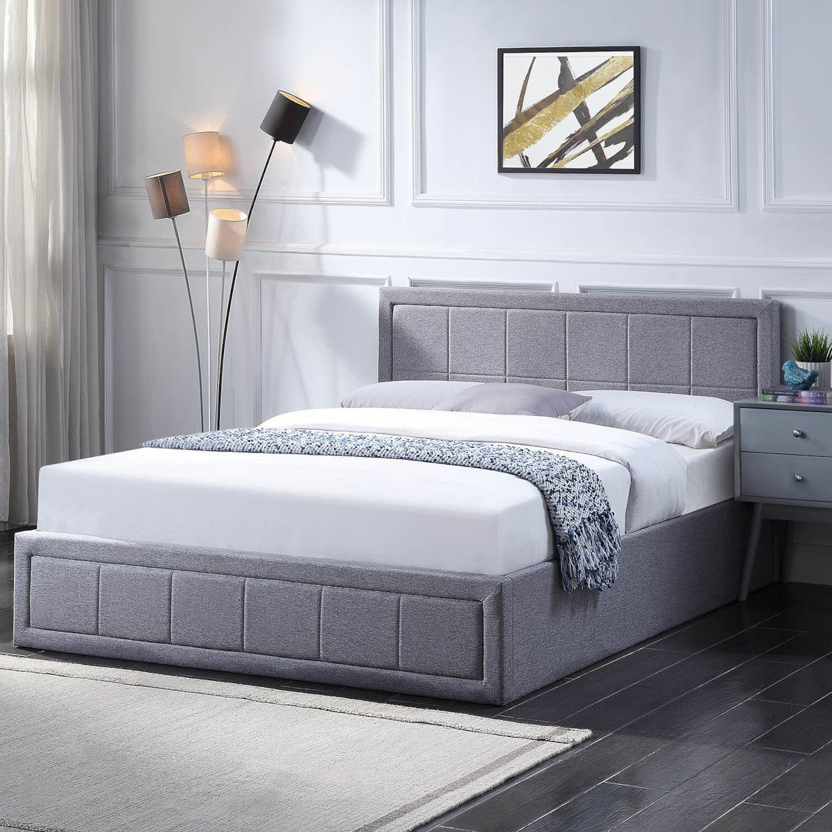 Home Treats Double 4ft6 Ottoman Bed With Pocket Sprung Mattress - Grey