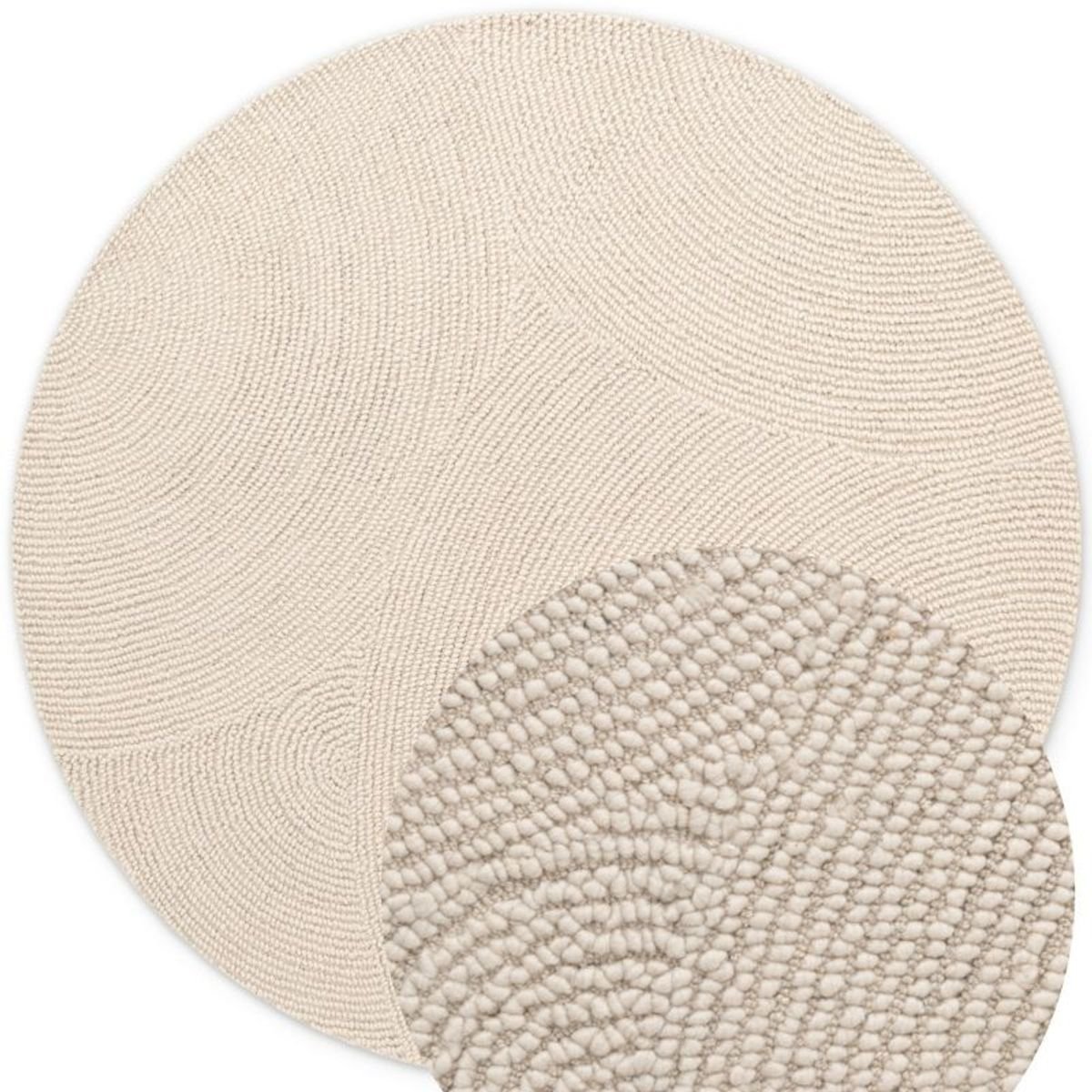 Hanse Home Cream Eleni Hand Tufted Geometric Wool Round Rug - 120cm