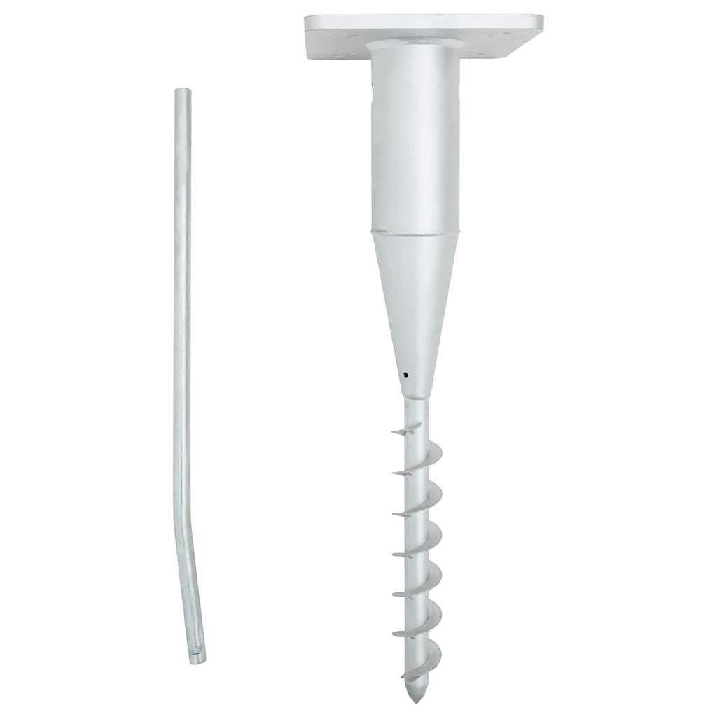 Walplus Steel In-Ground Parasol Base with Rod - Silver - 16x16x52 cm