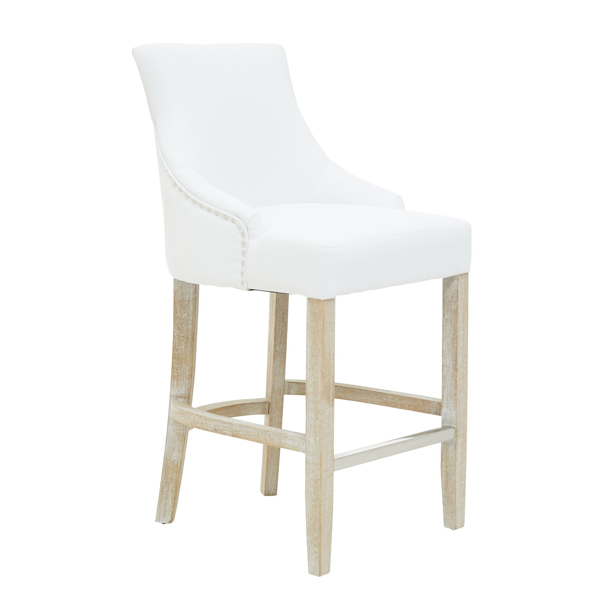 Orsina Kensington Townhouse Faux Leather High Back Bar Chair – Ivory
