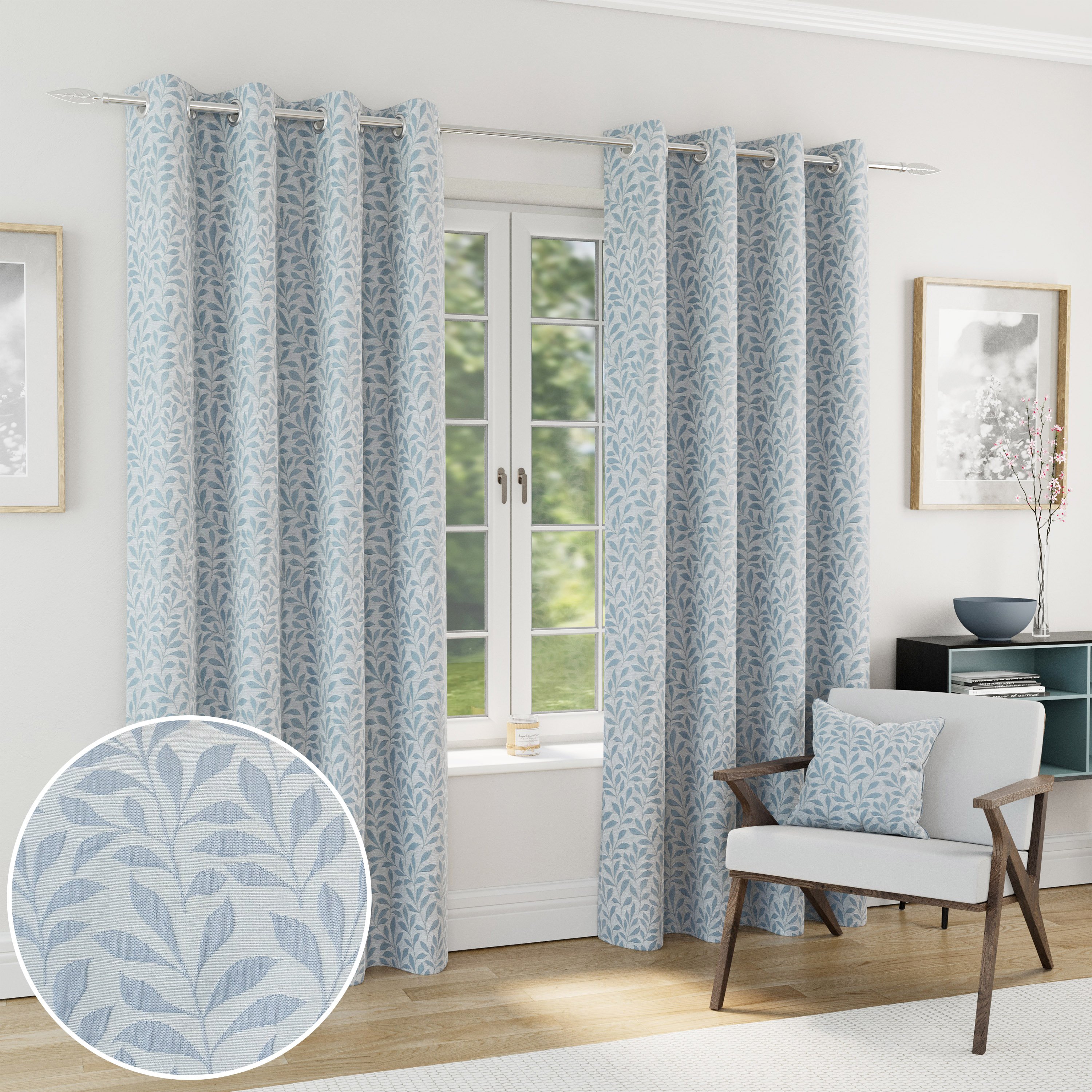 Enhanced Living Sherwood Eyelet Blackout Thermal Curtains - 117 x 183cm - Blue