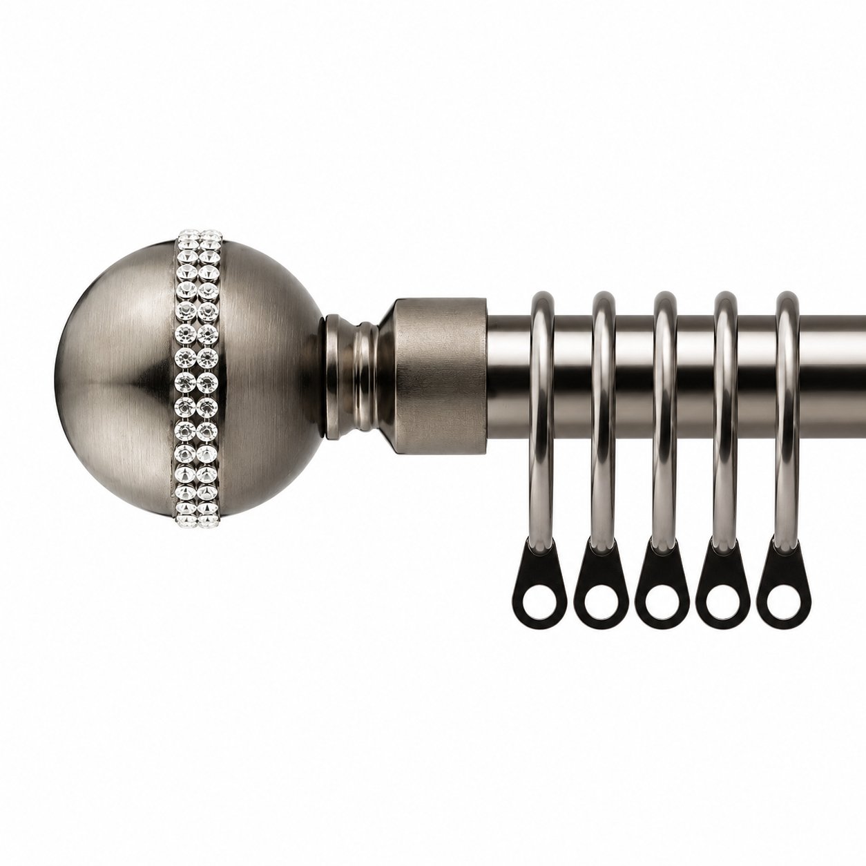 New Edge Blinds 16-19mm Black Silk Jewel Extendable Curtain Pole - 120cm - 210cm