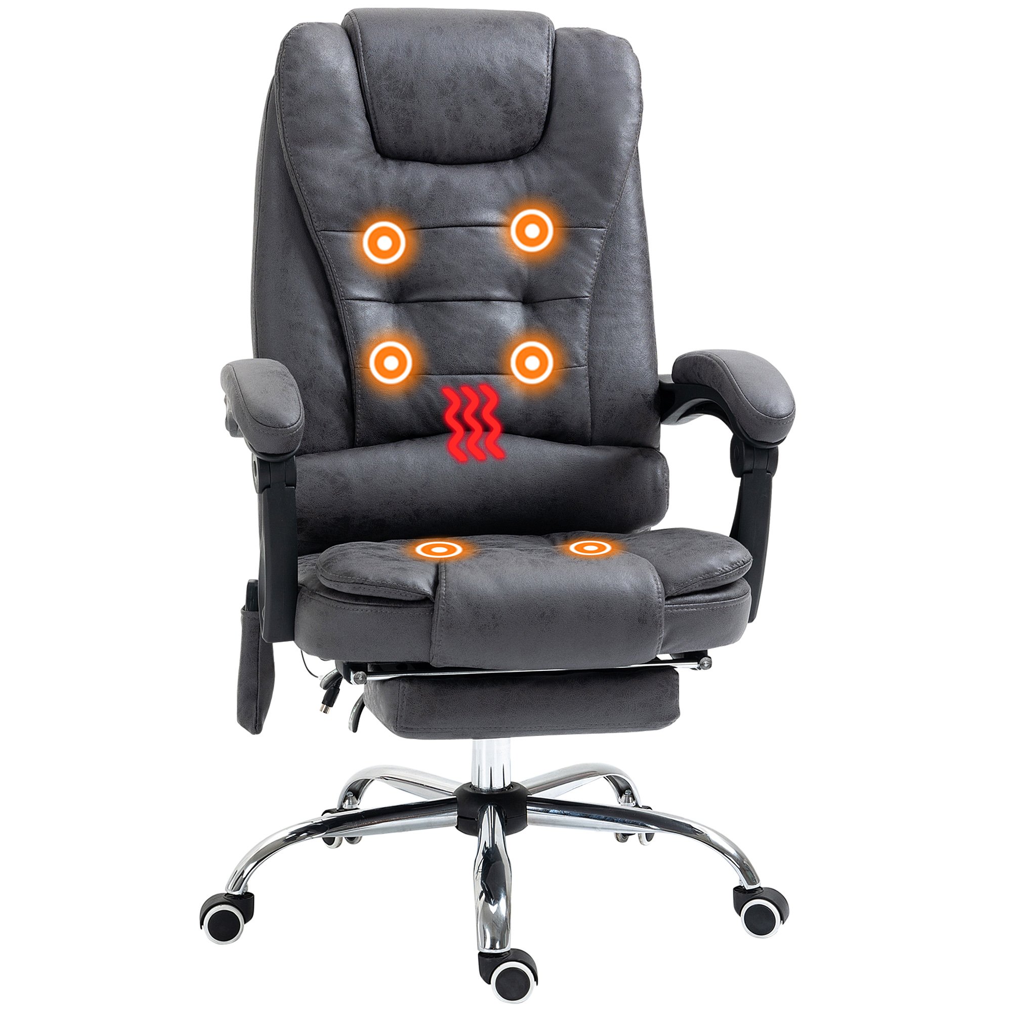 Vinsetto 6 Point Vibrating Massage Heated Lumbar Office Chair - Dark Blue