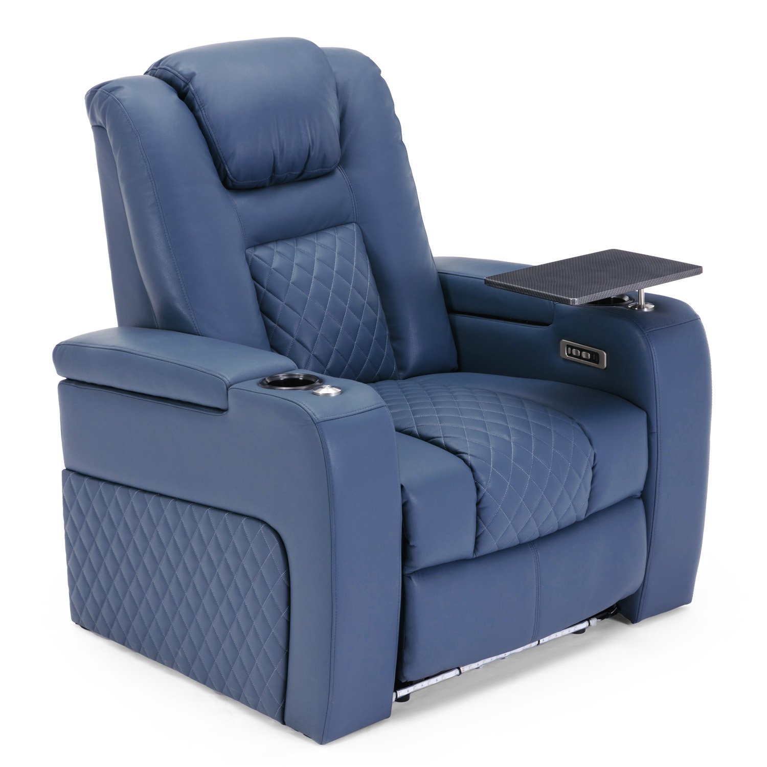 Furniture Online Broadway Cinema Electric Recliner Chair USB LED w Tray - Blue